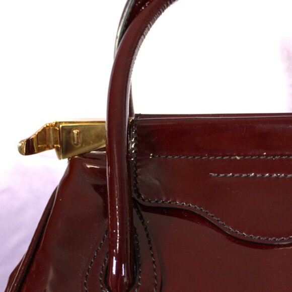 Valentino Garavani Burgundy Patent Leather Tote Bag - Picture 8 of 14
